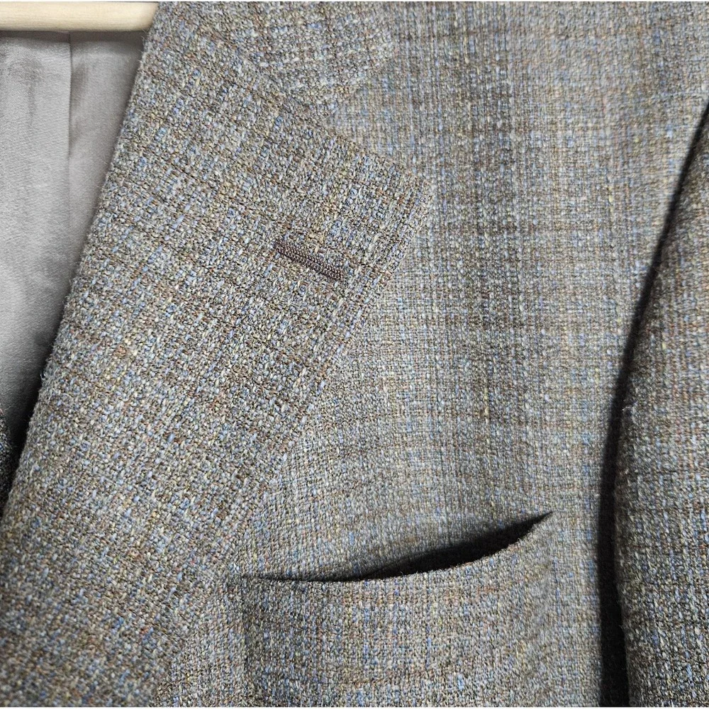 Patrick James Men's Suit Jacket Blazer Sport Coat Wool Linen Silk Tan‎ Size 44R
